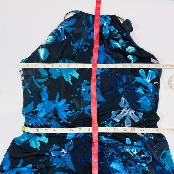 Vince Camuto Blue Floral Blouson Halter Maxi Dress Size 10 - Picture 13 of 13